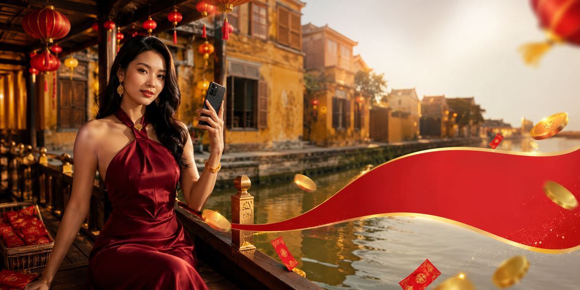 Bao lì xì đỏ may mắn và đèn lồng Hội An lung linh – biểu tượng may mắn trong cá cược